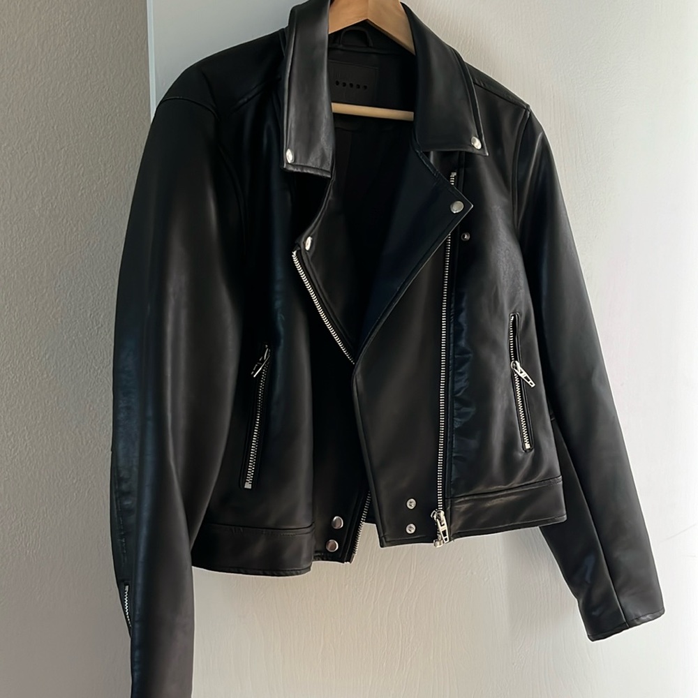 Pleather/ faux leather motorcycle jacket
